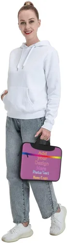 Miniatura 9 de Funda personalizada para laptop personalizada, añade tu foto, texto, maletines para portátil Púrpura2