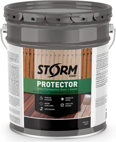 Miniatura 10 de Storm System Protector - Hickory, 1 galón, protege la madera exterior del agua y los rayos UV, revestimiento, tinte y sellador para cercas