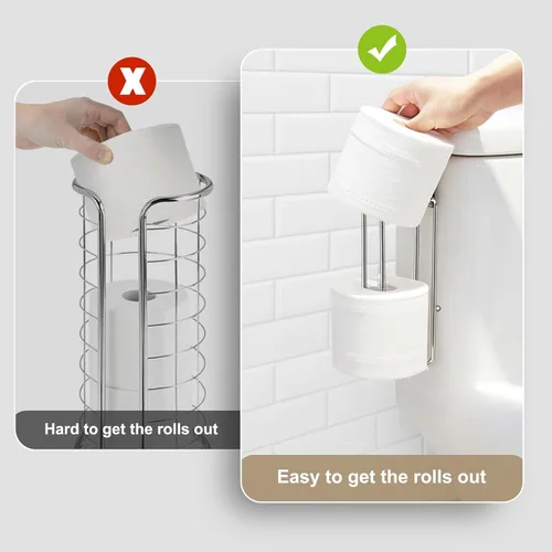 Miniatura 6 de Soporte de papel higiénico con almacenamiento extra de 4 rollos de papel higiénico, soporte de pared sobre el tanque, soporte de papel higiénico