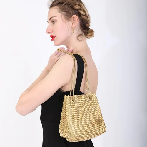 Miniatura 3 de Bolsa de noche para mujer, tamaño mejorado, bolsa de cubo de diamantes de imitación, bolsa de hombro brillante para fiesta, boda, cita nocturna