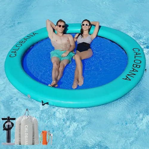 CALOBANA Anillo Flotante Redondo Inflable Hamaca de Agua Flotadores de Río de Alta Resistencia Flotadores de Lago para Adultos Plataforma de Isla