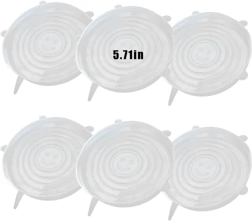 Miniatura 11 de 6 tapas elásticas de silicona, reutilizables y duraderas, fundas para contenedores de silicona para almacenamiento de alimentos, fundas expandibles