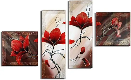 Miniatura 9 de Noah Art -Arte de flores contemporáneo, tulipán blanco en un florero, imágenes de flores 100% pintadas a mano, pintura al óleo abstracta de flores