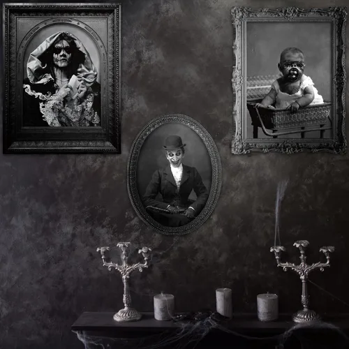 Miniatura 6 de ZOIIWA 10 piezas de imágenes en movimiento de Halloween en 3D cambiantes de rostros góticos, retratos de terror, retratos de terror, para fiestas