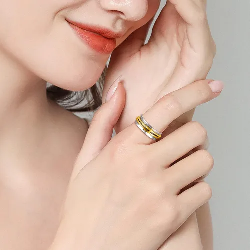 Miniatura 6 de Anillo de cruz para mujer, plata de ley 925, anillos giratorios de banda ancha martillada