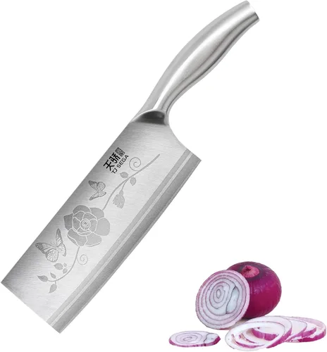Miniatura 13 de TJ POP Cuchilla China de Chef, Cuchillo de Acero Inoxidable de 7.5 Pulgadas con Mango Ergonómico, Cuchillo de Cocina Ultra Afilado para Hogar