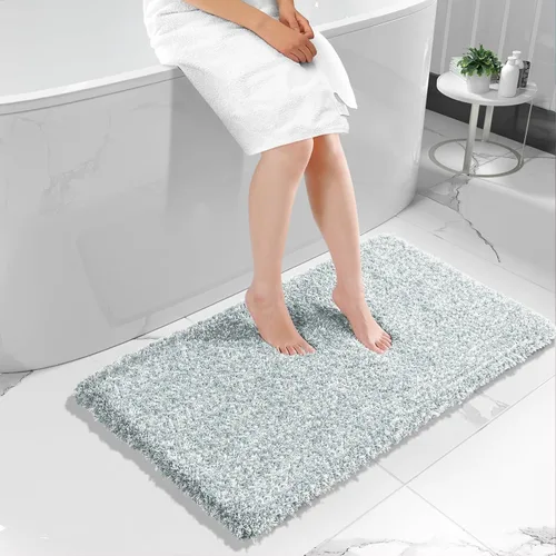 Miniatura 39 de Yimobra Alfombra de baño de felpa esponjosa, súper lanuda suave, cómoda, antideslizante, absorbente de agua, alfombra de baño de microfibra que se