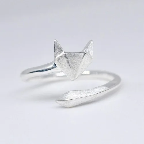 Miniatura 4 de Anillo de pulgar para mujer de plata de ley 925 con forma de zorro bonito anillo ajustable abierto talla 7 a 9 de EE UU Plata de ley plata de ley
