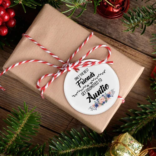 Miniatura 4 de Only The Best Friends Get Promoted to Auntie - Adornos de cerámica para mujeres, regalo para mujeres, anuncio de bebé, árbol de Navidad, adornos