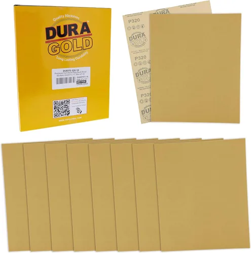 Miniatura 13 de Dura-Gold Papel de lija dorado prémium de 9 x 11 pulgadas, 2 hojas de lijado de grano 320, 80, 120, 150, 220, 10 en total, para carpintería