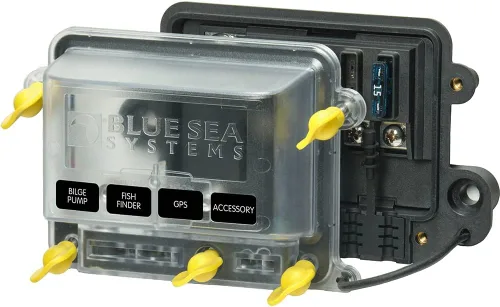 Blue Sea Systems Bloque de fusibles resistente al agua con cuchilla ST 5056100, tapa manual, 80 amperios