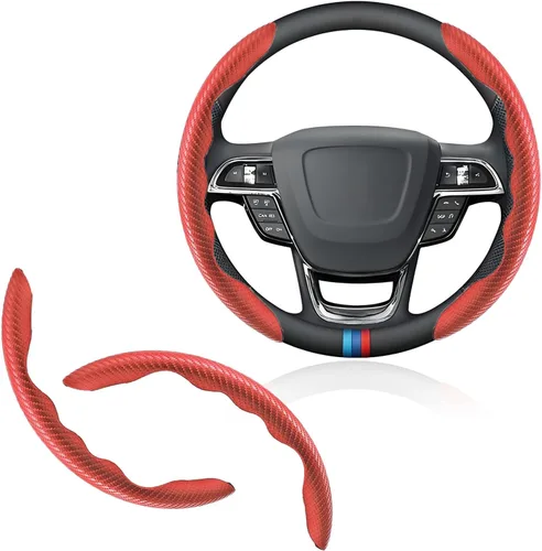 Miniatura 8 de Funda universal de fibra de carbono para volante, protector segmentado para volante, cubierta antideslizante de fibra de carbono para volante