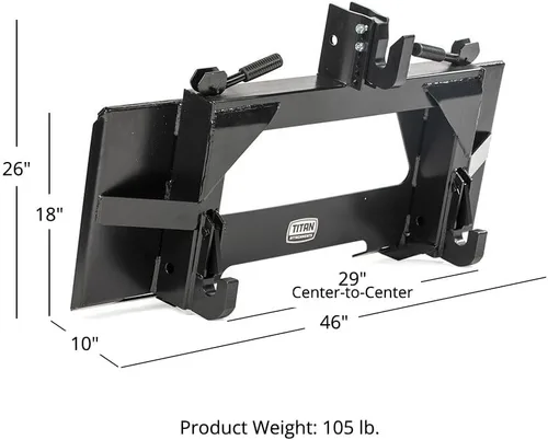 Miniatura 6 de Titan Attachments Adaptador de Enganche Rápido de 3 Puntos, Universal de Tamaño Completo, Compatible con Implementos Cat 1, Capacidad