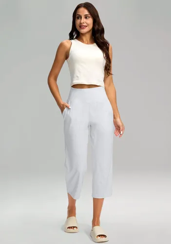 Miniatura 6 de G Gradual Capris para mujer, pantalones de yoga de pierna ancha con bolsillos, cintura alta, pantalones de mujer