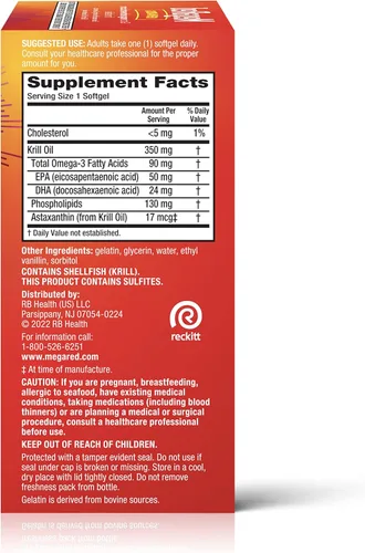 Miniatura 17 de MegaRed - Aceite de krill Omega-3 350mg cápsulas blandas (130 unidades en una botella), ácidos grasos omega-3 EPA y DHA sin regusto a pescado a