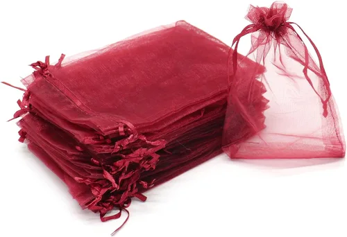 Miniatura 20 de Dealglad 100pcs Drawstring Organza bolsas de joyería caramelo para fiestas, casamientos, regalos Amarillo