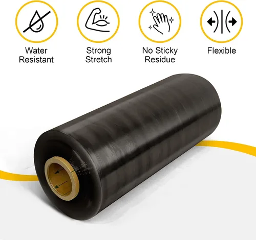 Miniatura 6 de 8NET - Envoltura elástica resistente de 20 x 5000 pies, calibre 80, película retráctil de plástico negro, caja de 1 rollo