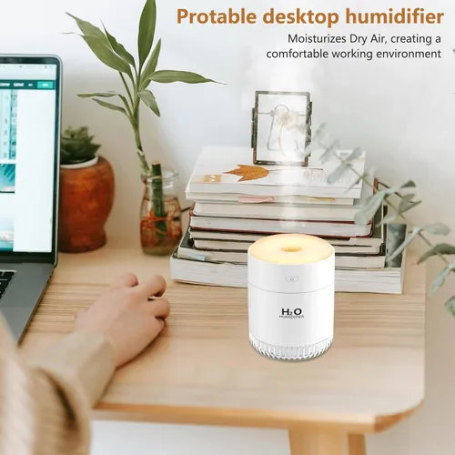 Miniatura 5 de Mini Humidificador Portátil, Apagado Automático, 2 Modos de Niebla, Silencioso, Pequeños Humidificadores para Dormitorio, Viaje, Oficina, 3-Blanco