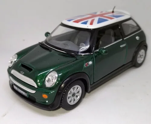 Miniatura 3 de KiNSMART - Mini Cooper S - Coche de juguete modelo de metal fundido a presión de 5 pulgadas, escala 1:28 (bandera británica verde)