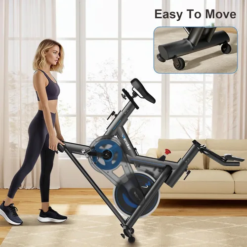 Miniatura 8 de Bicicleta estática para el hogar – Bicicleta de ciclismo interior de resistencia magnética de 350 libras, bicicleta giratoria estacionaria