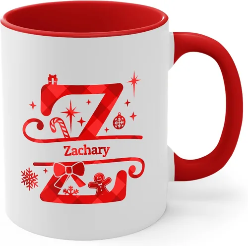 Miniatura 24 de Taza de café con inicial de decoración navideña con nombre, taza personalizada para mujeres y hombres, regalos con monograma, tazas de café