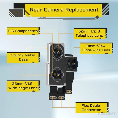 Miniatura 2 de Para iPhone 11 Pro Max Reemplazo de la cámara trasera OEM para iPhone 11 Pro Kit 12MP Principal Lente Trasera con Lente Telefoto Ultra Wide OIS HDR