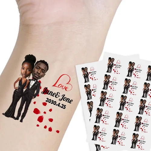 Miniatura 14 de Tatuaje personalizado con nombre y cara, tatuaje temporal personalizado para adultos, niños, amados, un amigo o familia, cara con nombre, 2 x 2