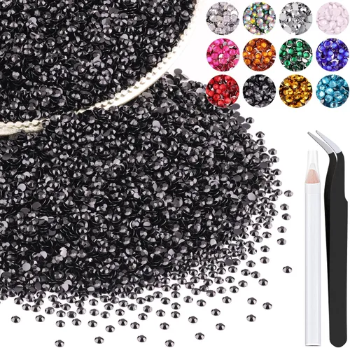 Miniatura 122 de 12000 diamantes de imitación de resina de 0.079 pulgadas a granel para manualidades (transparente), cristales deslumbrantes con parte trasera plana