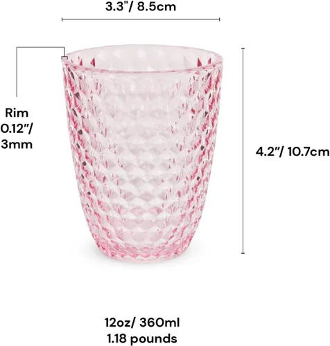 Miniatura 7 de BELLAFORTE Vaso corto de plástico Tritan inastillable, juego de 4, 12 onzas, vasos para beber Laguna Beach, vasos irrompibles para uso en interiores
