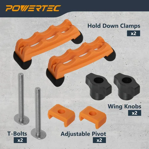 Miniatura 2 de POWERTEC 2 abrazaderas de sujeción ajustables, abrazadera de pista en T multiposicionable, abrazaderas de plástico reforzado con 20 pernos de acero