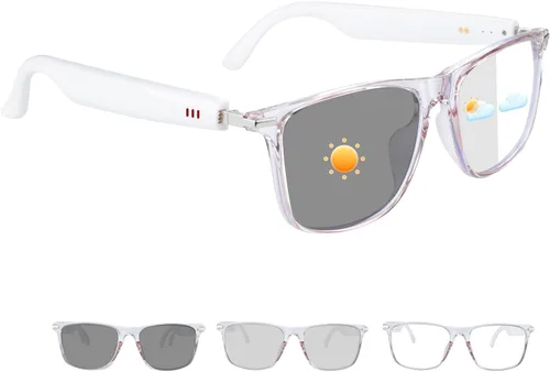 Miniatura 10 de Lentes inteligentes para hombres y mujeres, gafas Bluetooth de oreja abierta con altavoz, lentes que cambian de color de luz azul, control táctil