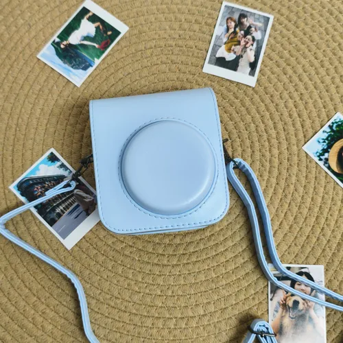 Miniatura 5 de Funda protectora compatible con cámara Fujifilm Instax Mini 12 de película instantánea con bolsillo para accesorios y correa ajustable (azul)