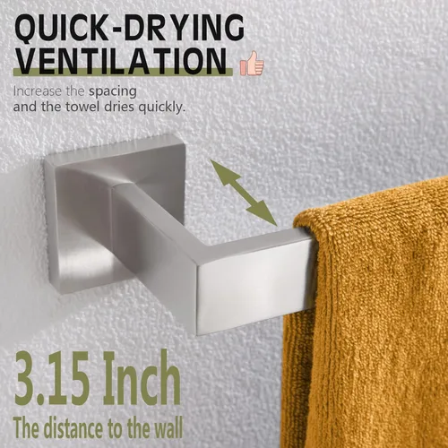 Miniatura 3 de KOKOSIRI Barra de Toalla Individual de 32 Pulgadas, Soporte de Toalla para Baño y Cocina, Toallero de Pared de Acero Inoxidable SUS304, Níquel Acero