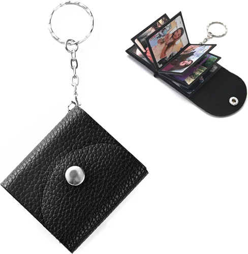 Llavero personalizado con foto personalizado álbum de fotos de cuero llavero bolsillo mini álbum de fotos
