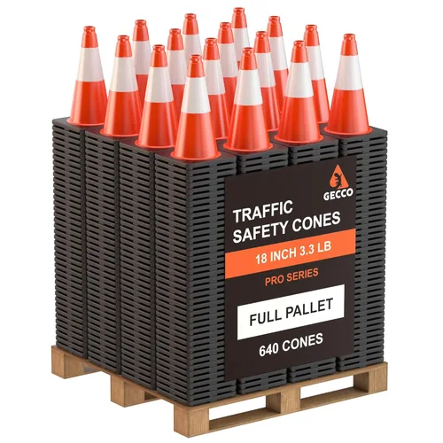 Miniatura 8 de GECCO ™ Paquete de 10 conos de tráfico naranjas pequeños de 18 pulgadas, 3.3 libras, conos de seguridad, conos naranjas, conos de estacionamiento