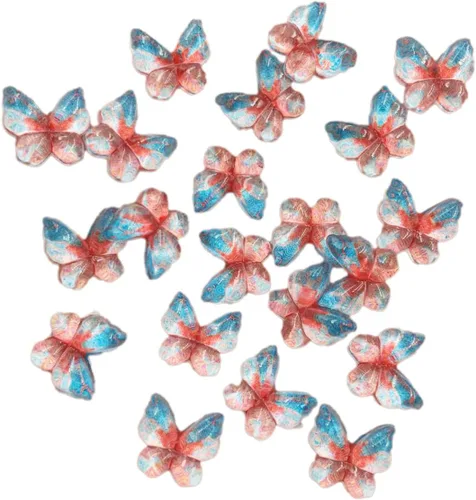 Miniatura 7 de Diamantes de imitación de mariposa con parte trasera plana, 80 unidades de 0.394 pulgadas, dijes de mariposa de resina para uñas, adornos, álbumes