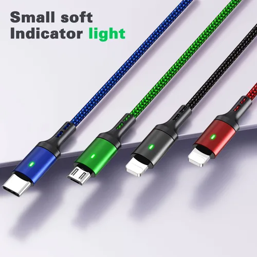 Miniatura 7 de Cable de carga múltiple, paquete de 2 cables de carga múltiple de 10 pies, cable de carga múltiple 4 en 1, cable de carga universal