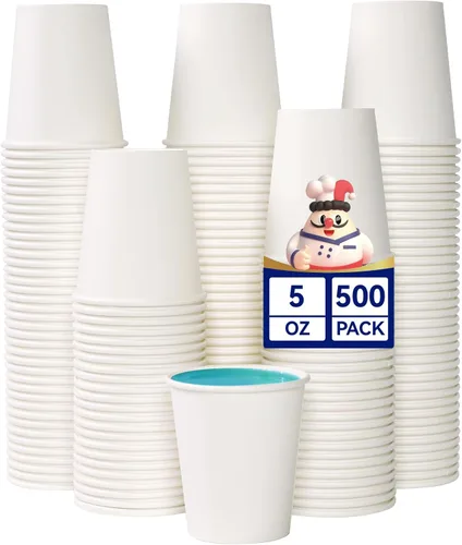 Miniatura 11 de JOLLY CHEF Paquete de 400 tazas de papel para café de 8 onzas, tazas de papel para bebidas blancas para café, agua, jugo o té, adecuadas