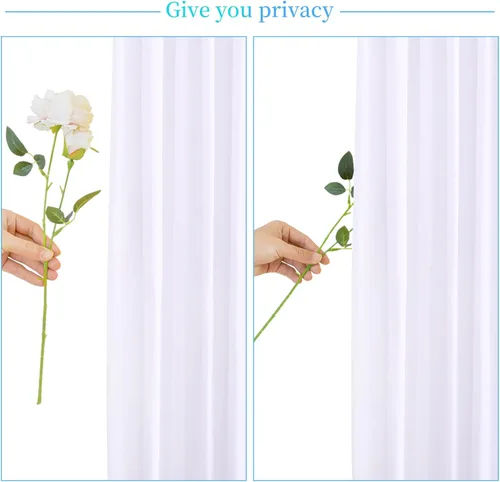 Miniatura 7 de 8 Paneles de Cortina de Fondo Blanco para Fiestas Bodas Sin Arrugas Cortinas Blancas para Fotos Fondos Cortinas Tela Decoración para Baby Shower