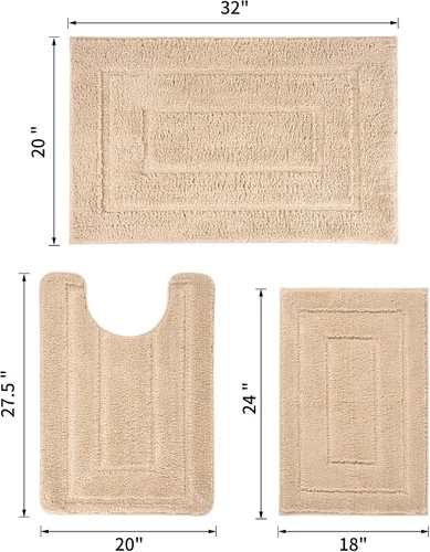 Miniatura 3 de Juego de 3 alfombras de baño, con alfombra de inodoro en forma de U de 20 x 28 pulgadas, ultra absorbente de agua y súper suave, antideslizante
