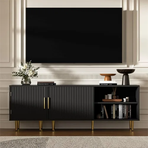 Miniatura 13 de Housoul Soporte de TV de 71 pulgadas para TV de 50/60/70/80 pulgadas, soporte de TV moderno para TV de 75 pulgadas, centro de entretenimiento