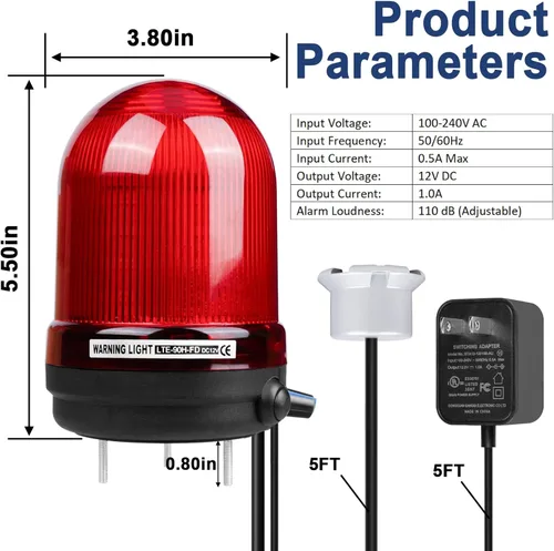 Miniatura 6 de Alarma de bomba de sumidero, alta detección de fugas de agua, con alarma fuerte de 110 dB e indicador LED, cable de sonda de 5 pies, adecuado