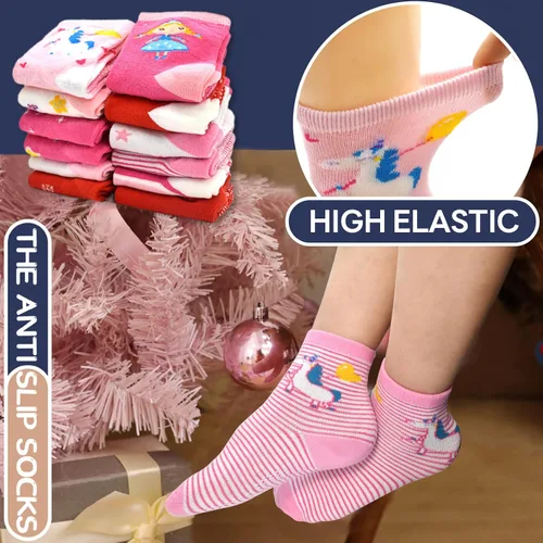 Miniatura 3 de GRPSKCOS Calcetines de agarre para niñas pequeñas, 12 pares de calcetines antideslizantes y transpirables para niñas de 1 a 7 años
