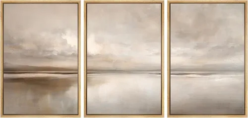 Miniatura 25 de SIGNWIN Lienzo enmarcado para pared, juego de arte tranquilo con reflejo de lago, acuarela, montaña y agua, ilustraciones modernas, arte abstracto
