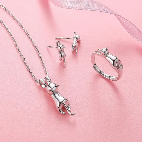 Miniatura 2 de SILVERCUTE Juego de joyas de plata de ley 925 para mujeres y niñas amantes de las mascotas