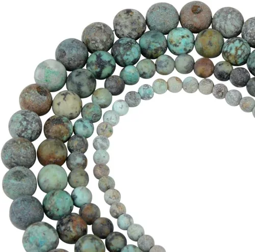 Cuentas de piedra turquesa africana natural mate de 0.236 pulgadas (0.236 in), cuentas redondas sueltas para hacer joyas y pulseras, piedra