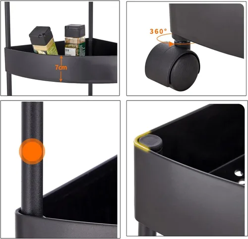 Miniatura 4 de Estante de almacenamiento para estantes esquineros, estantes triangulares de cocina, estante de varios niveles con ruedas, soporte para piso