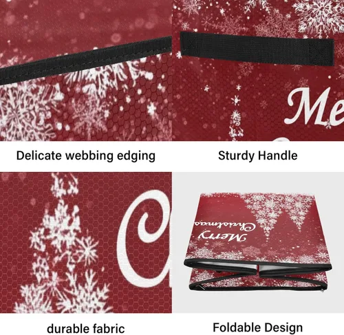 Miniatura 4 de Cesta de almacenamiento para adornos de árbol de Navidad, caja de almacenamiento de copos de nieve rojos para invierno, Navidad, vacaciones