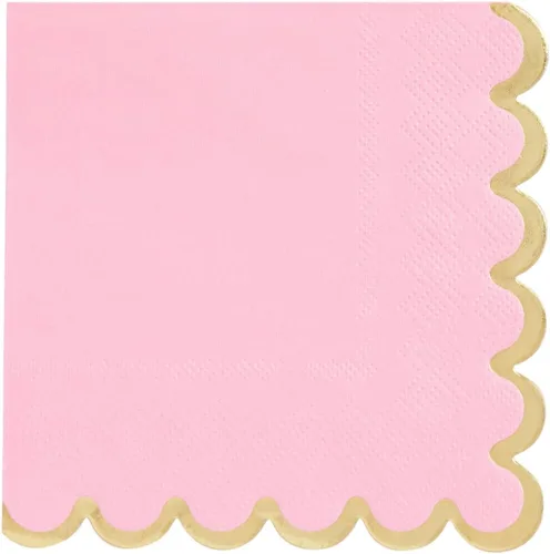 Miniatura 7 de Sparkle and Bash Servilletas de cóctel rosadas de 5 x 5 pulgadas, 100 unidades, 3 capas festoneadas, rosa y dorado, servilletas para bebés
