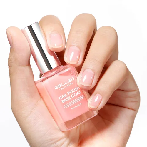 Miniatura 11 de GELLEN Esmalte de uñas transparente para capa final, esmalte de uñas brillante y regular, fórmula de calcio fortalece las uñas, secado rápido al